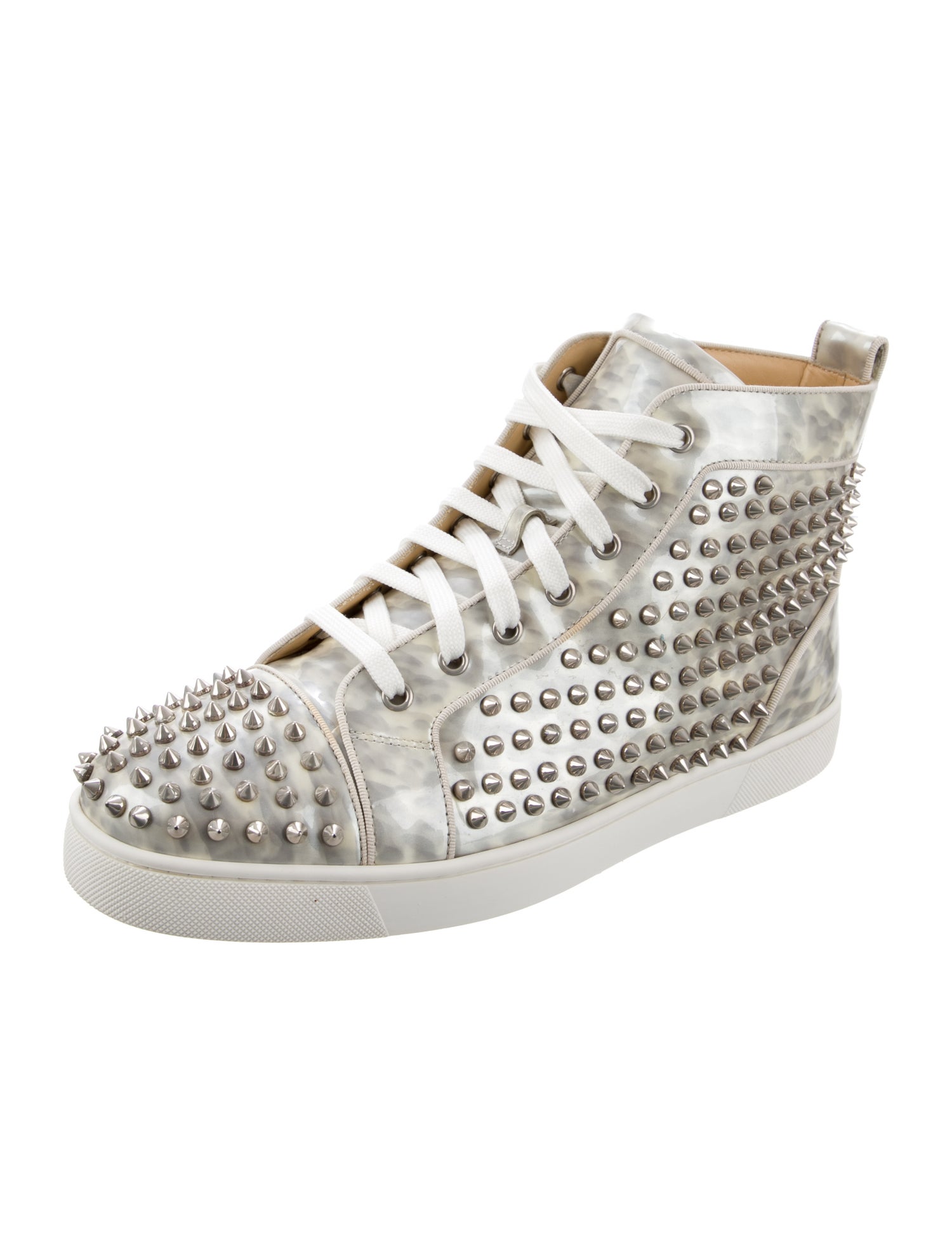 Christian Louboutin Spike Accents Patent Leather Sneakers