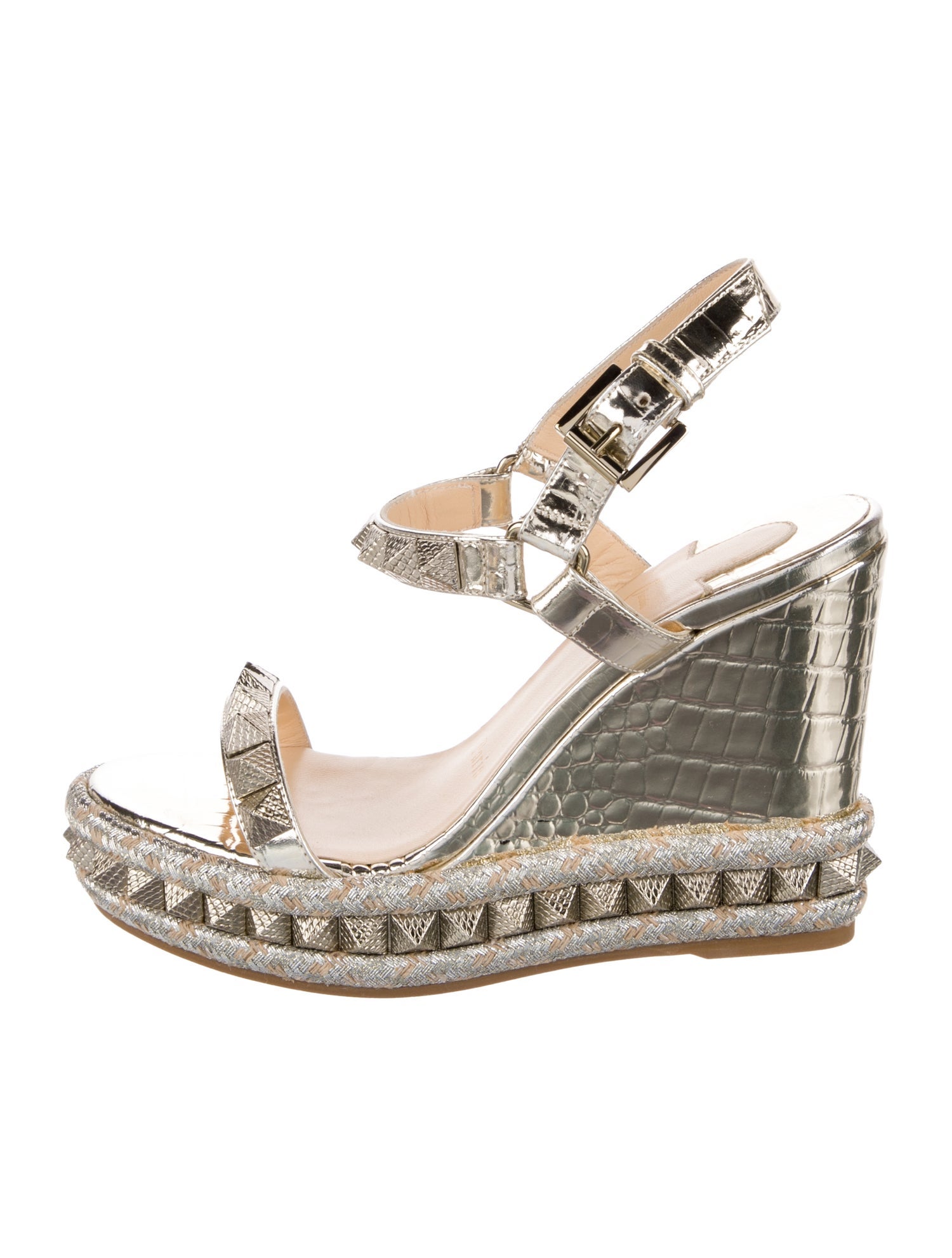 Christian Louboutin Rockstud Accents Patent Leather Espadrilles
