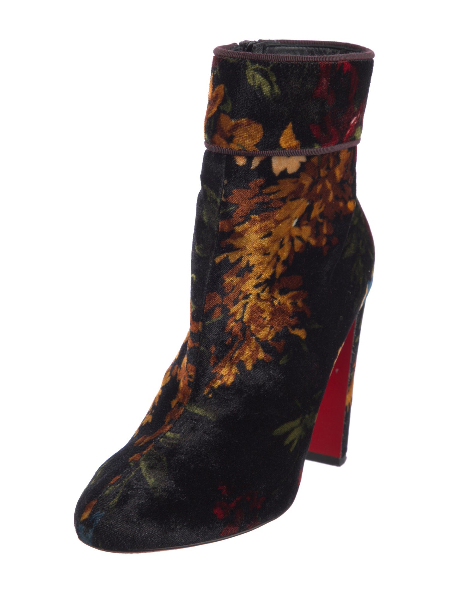 Christian Louboutin Velvet Floral Print Boots