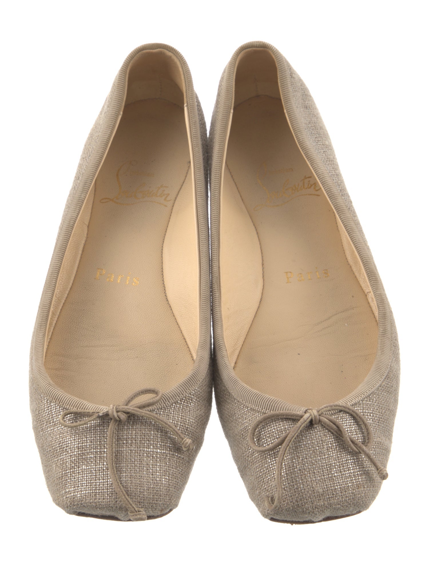 Christian Louboutin Canvas Grosgrain Trim Ballet Flats