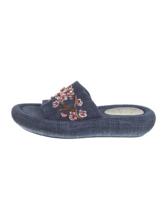 Christian Louboutin Denim Floral Print Slides