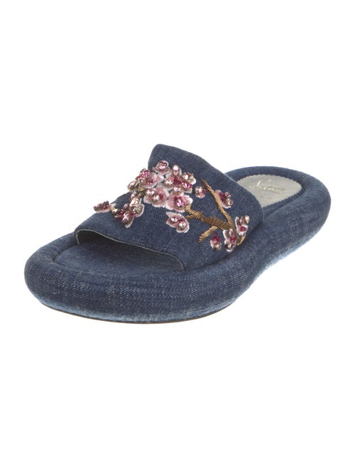 Christian Louboutin Denim Floral Print Slides