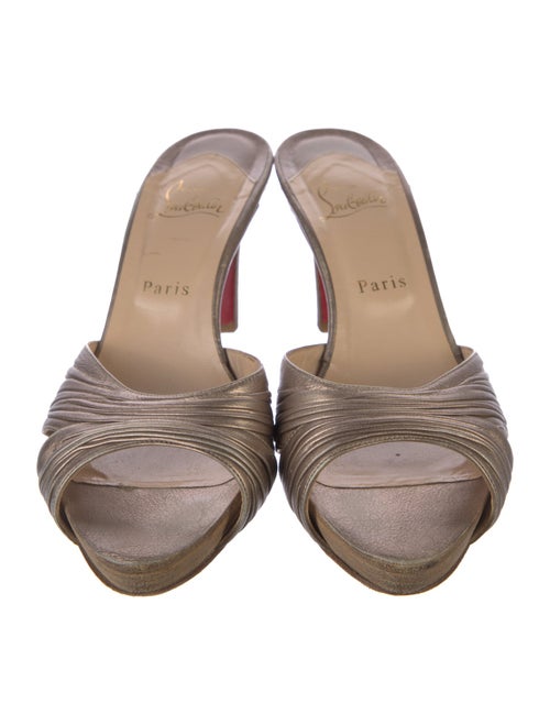 Christian Louboutin Leather Pleated Accents Slides