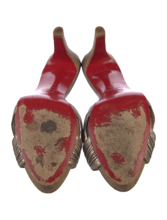 Christian Louboutin Leather Pleated Accents Slides