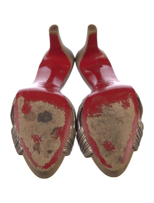 Christian Louboutin Leather Pleated Accents Slides