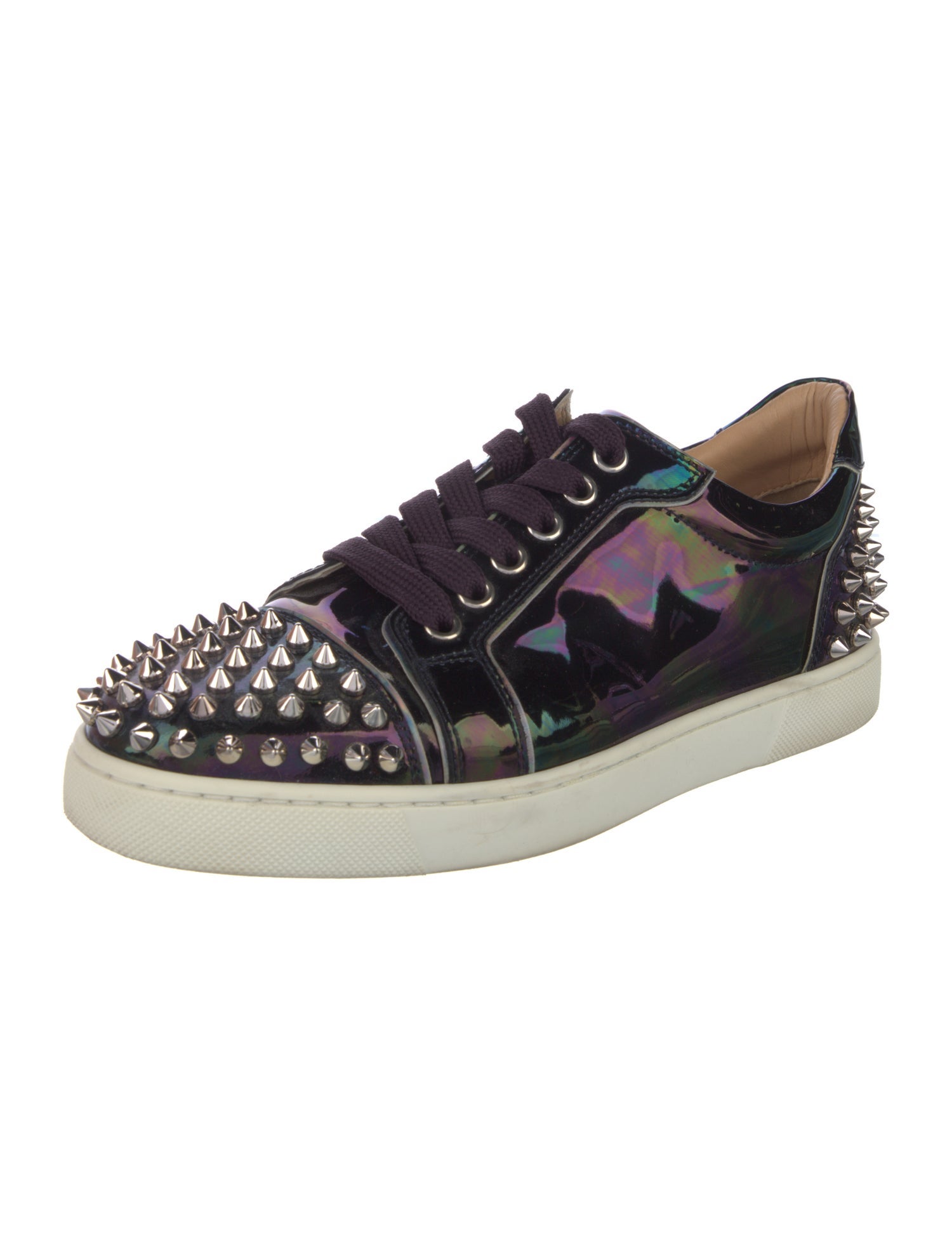 Christian Louboutin Spike Accents Patent Leather Sneakers