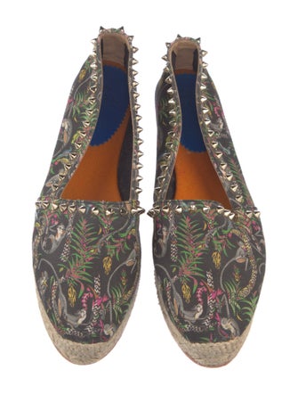 Christian Louboutin Spike Accents Canvas Espadrilles