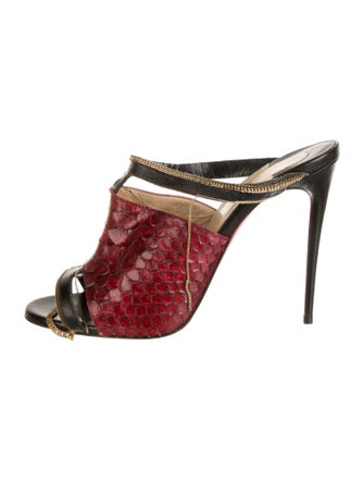 Christian Louboutin Snakeskin Animal Print Slides