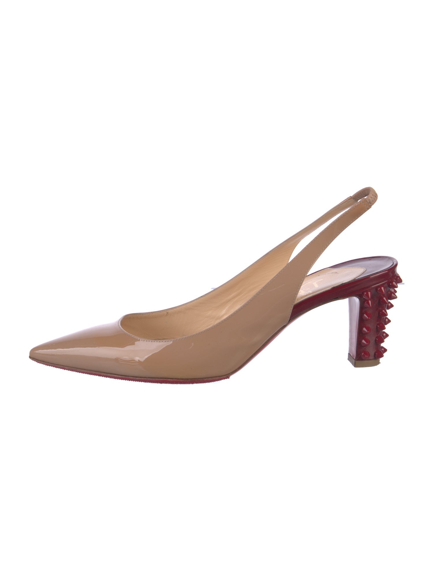 Christian Louboutin Spike Accents Patent Leather Slingback Pumps
