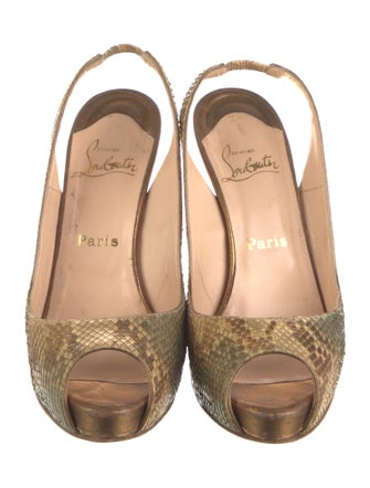 Christian Louboutin Snakeskin Animal Print Slingback Pumps
