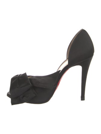 Christian Louboutin Satin Bow Accents D'Orsay Pumps