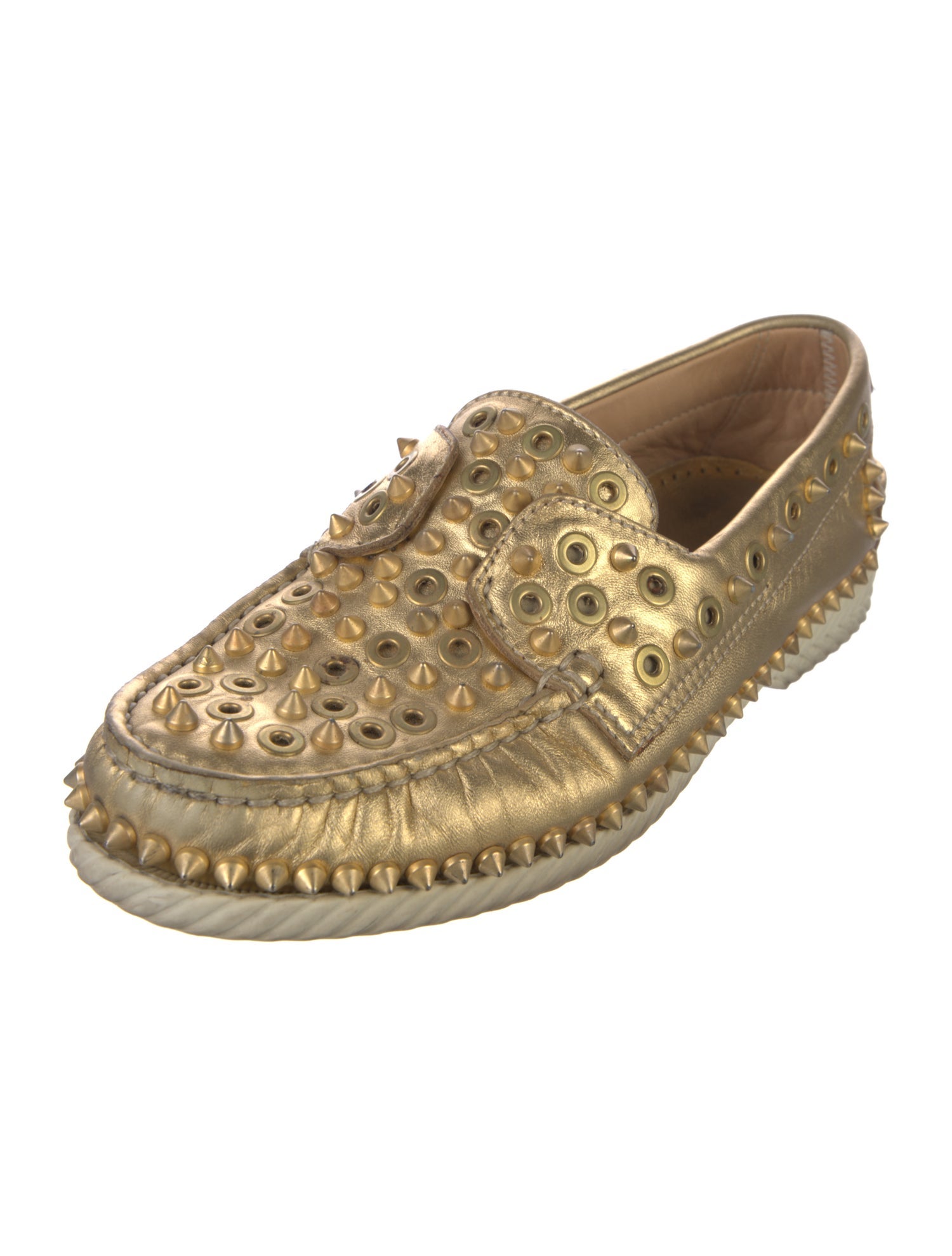 Christian Louboutin Spike Accents Leather Loafers