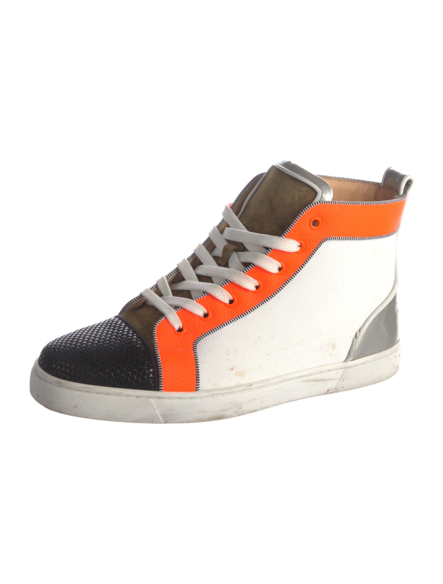 Christian Louboutin Canvas Colorblock Pattern Sneakers