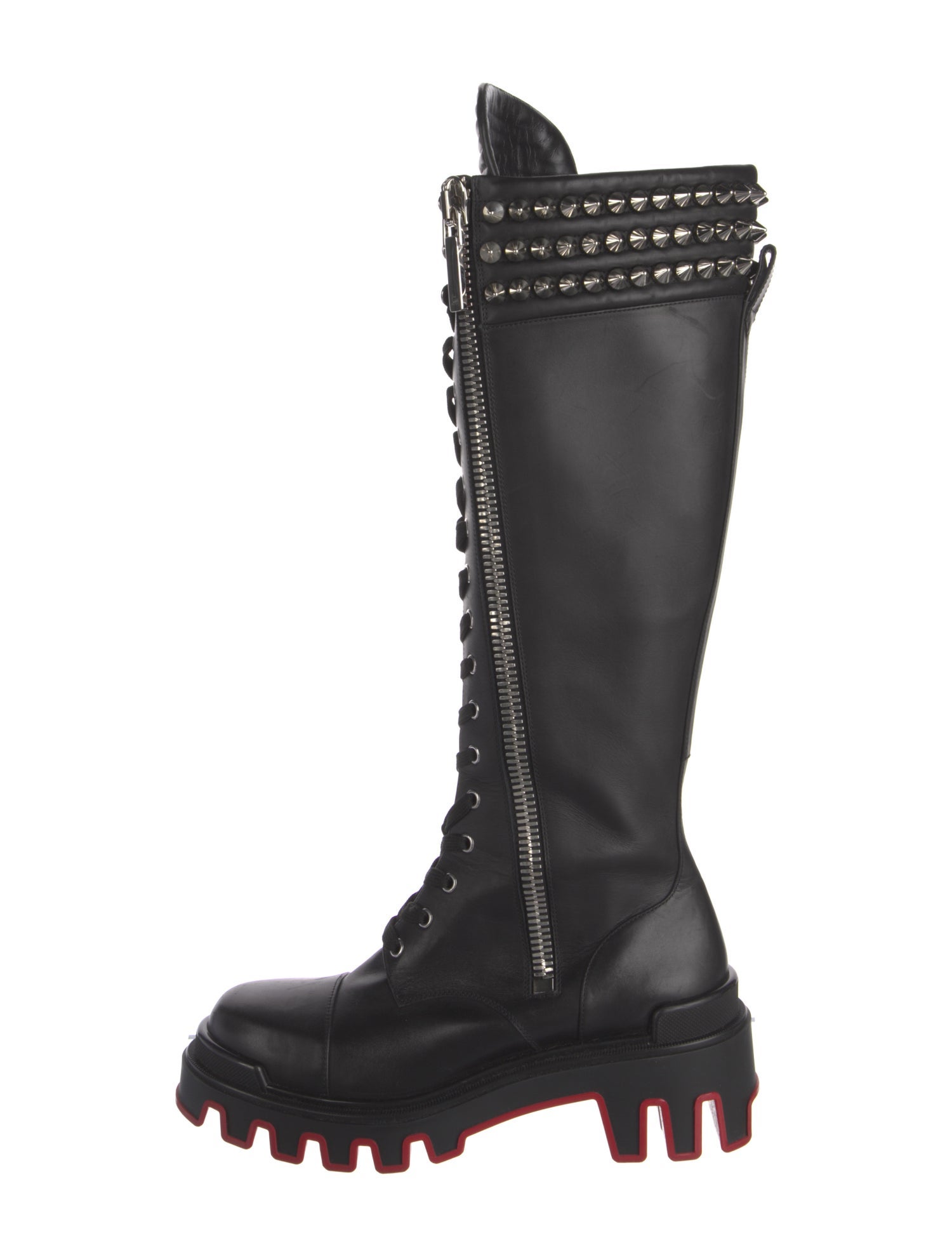 Christian Louboutin Leather Studded Accents Boots