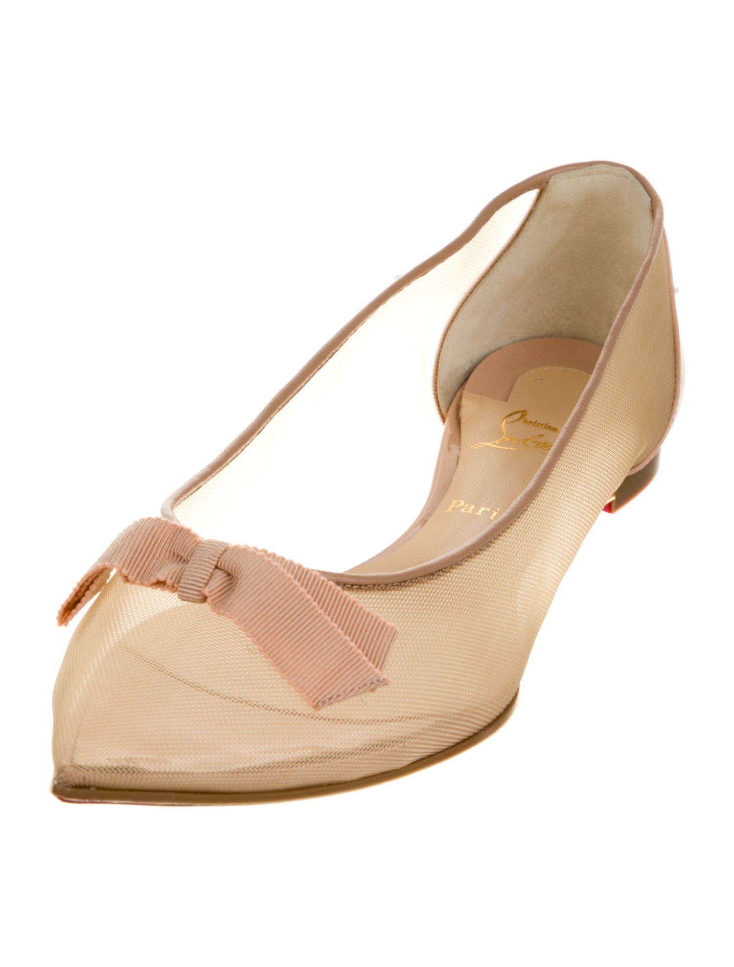 Christian Louboutin Mesh Bow Accents Ballet Flats