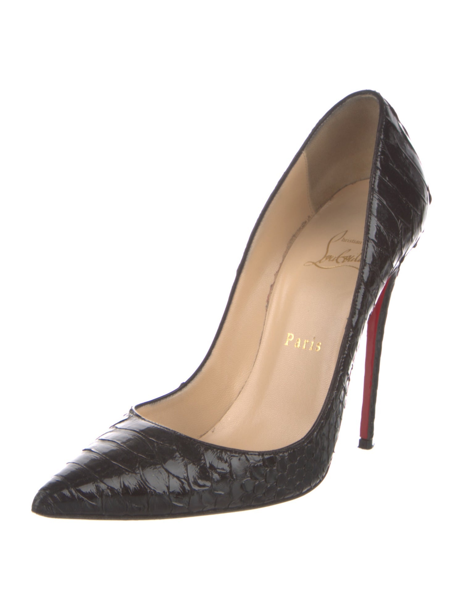 Christian Louboutin Patent Leather Animal Print Pumps