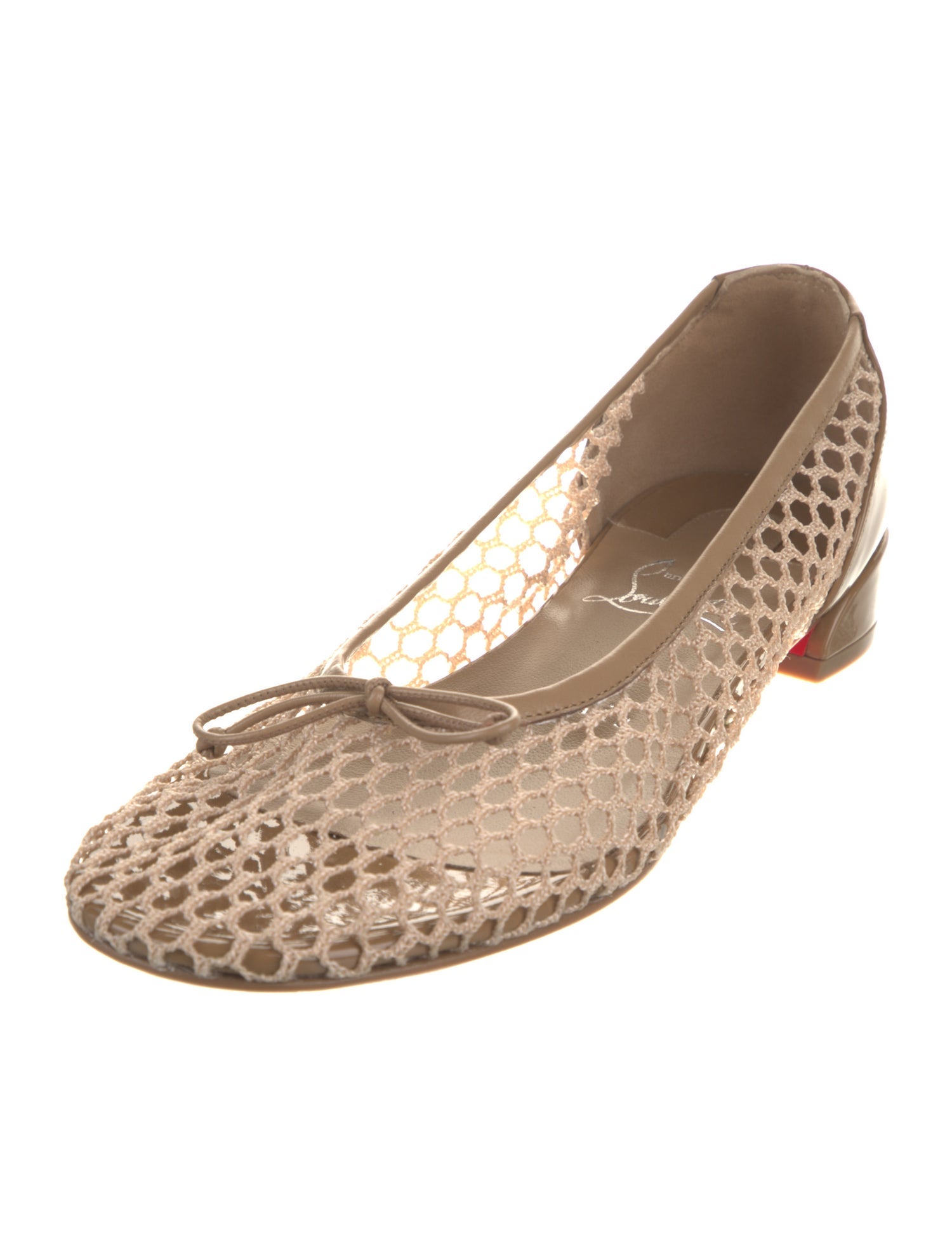 Christian Louboutin Mesh Bow Accents Ballet Flats