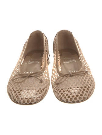 Christian Louboutin Mesh Bow Accents Ballet Flats