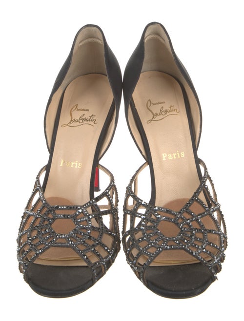 Christian Louboutin Satin Crystal Embellishments Slingback Sandals