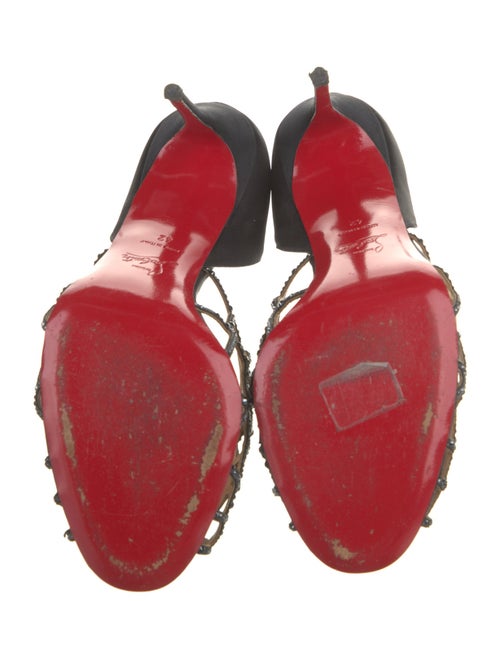 Christian Louboutin Satin Crystal Embellishments Slingback Sandals