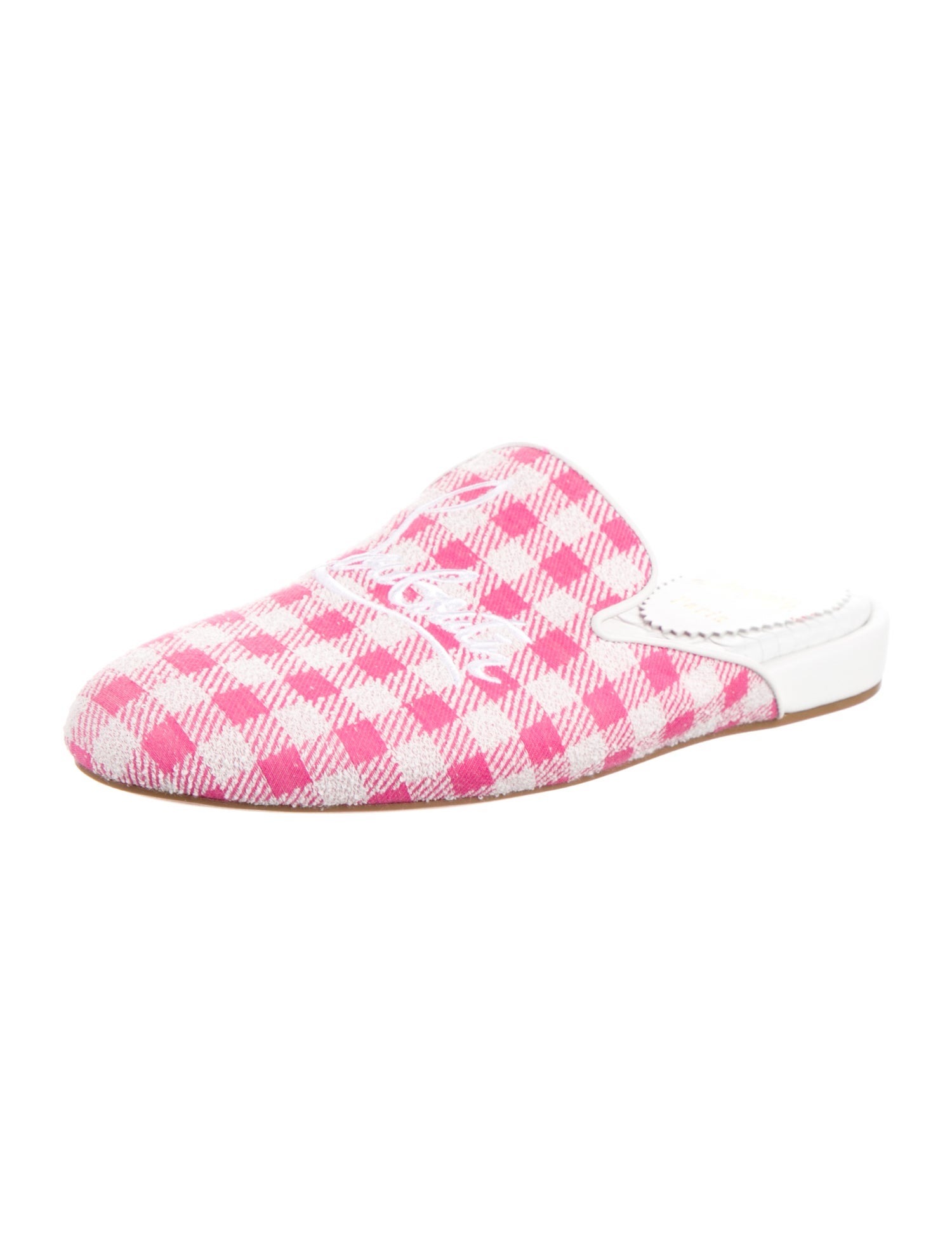 Christian Louboutin Plaid Print Embroidered Accent Mules