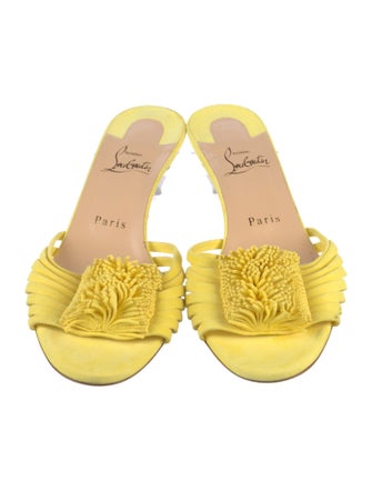 Christian Louboutin Suede Fringe Trim Accent Slides
