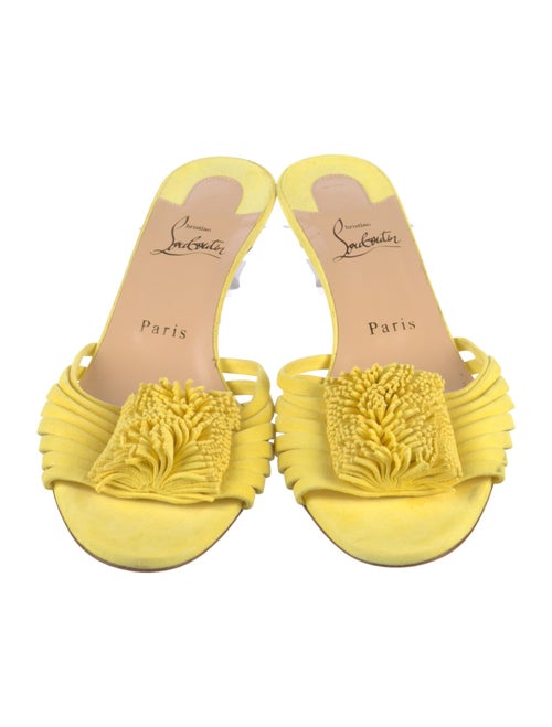 Christian Louboutin Suede Fringe Trim Accent Slides