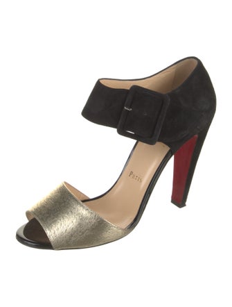 Christian Louboutin Suede Colorblock Pattern Sandals