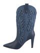 Christian Louboutin Spike Accents Denim Western Boots