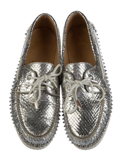 Christian Louboutin Spike Accents Leather Boat Shoes