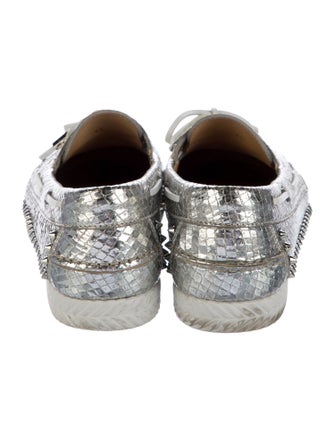 Christian Louboutin Spike Accents Leather Boat Shoes
