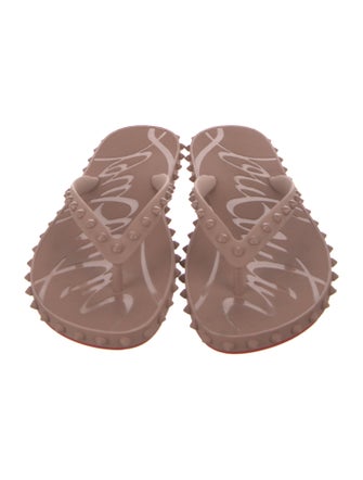 Christian Louboutin Spike Accents Rubber Flip Flops