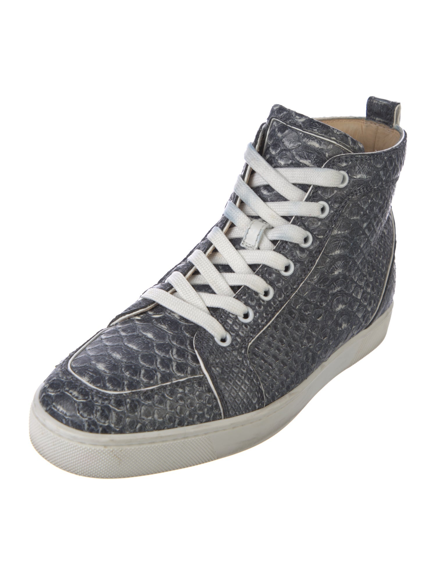 Christian Louboutin Spike Accents Embossed Leather Sneakers