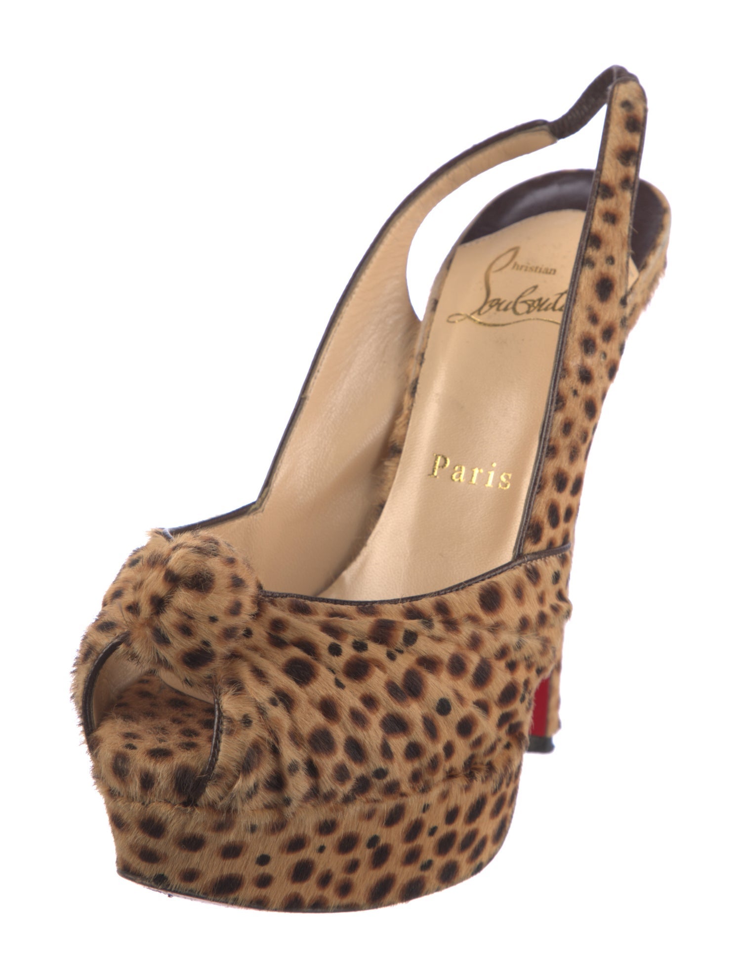 Christian Louboutin Ponyhair Animal Print Slingback Pumps