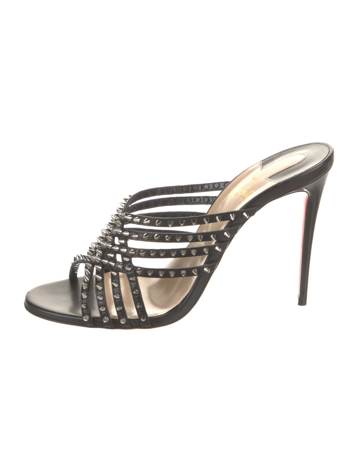 Christian Louboutin Spike Accents Leather Slides