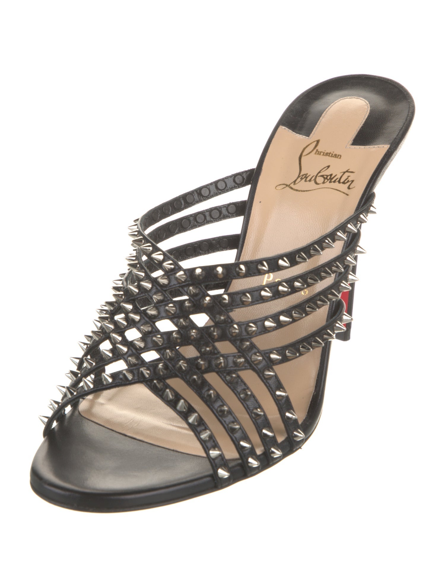 Christian Louboutin Spike Accents Leather Slides