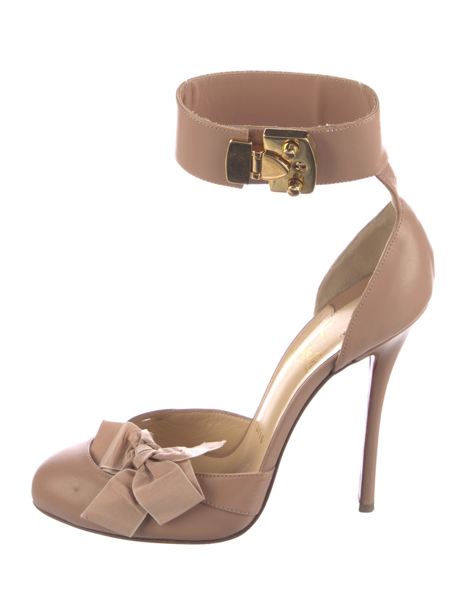 Christian Louboutin Leather Bow Accents D'Orsay Pumps