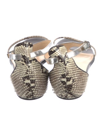 Christian Louboutin Snakeskin Animal Print T-Strap Sandals
