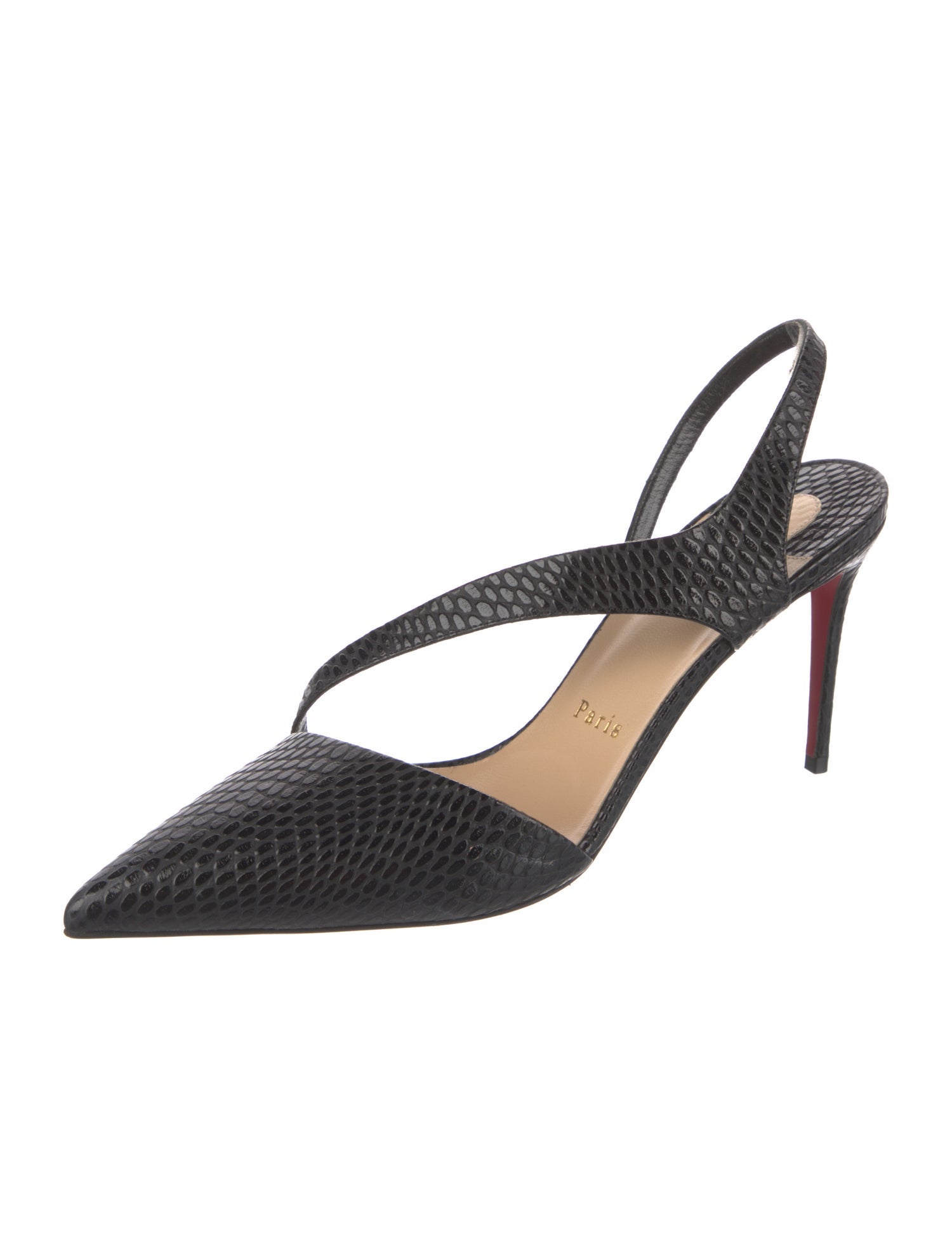Christian Louboutin Leather Animal Print Slingback Pumps