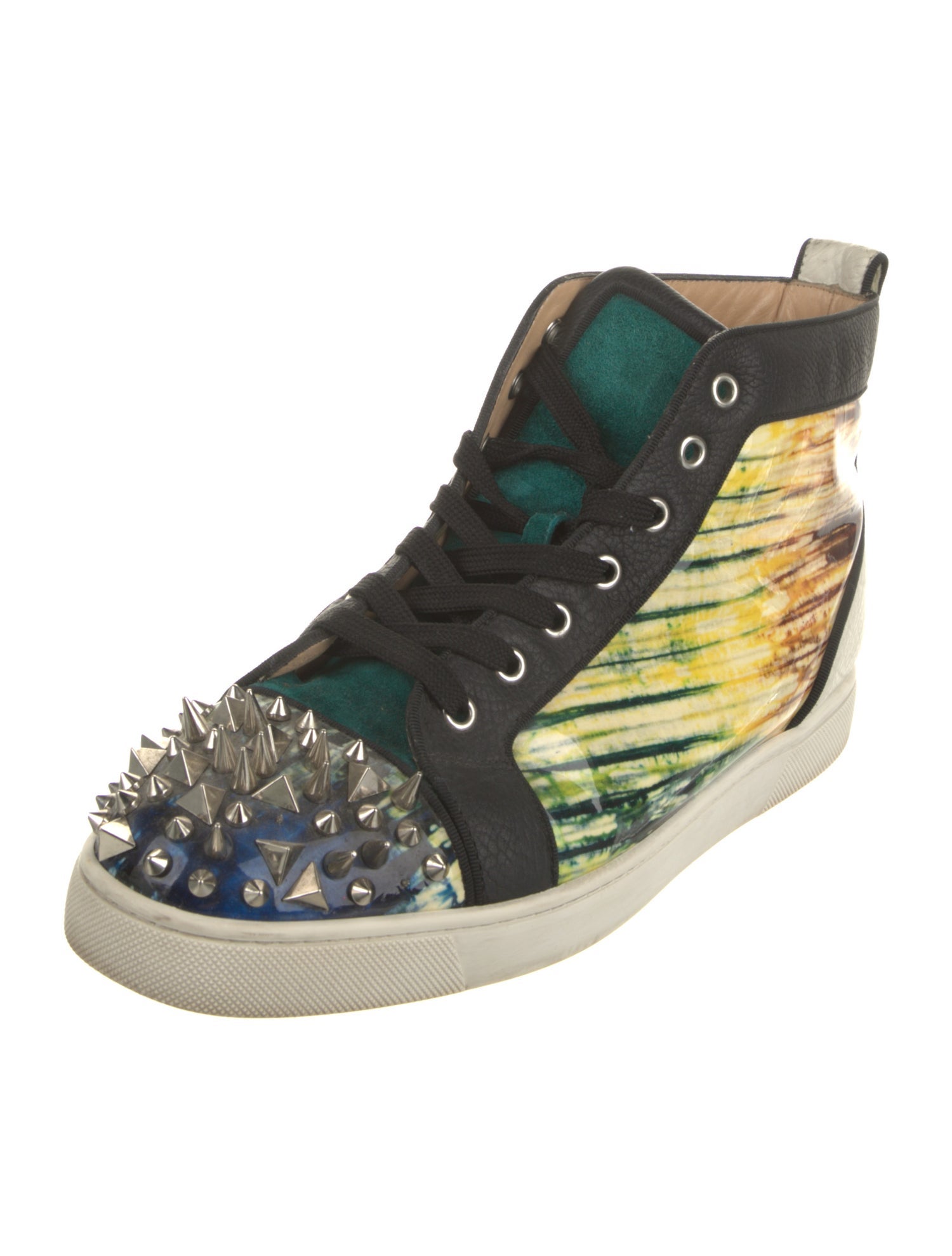 Christian Louboutin Spike Accents Patent Leather Sneakers