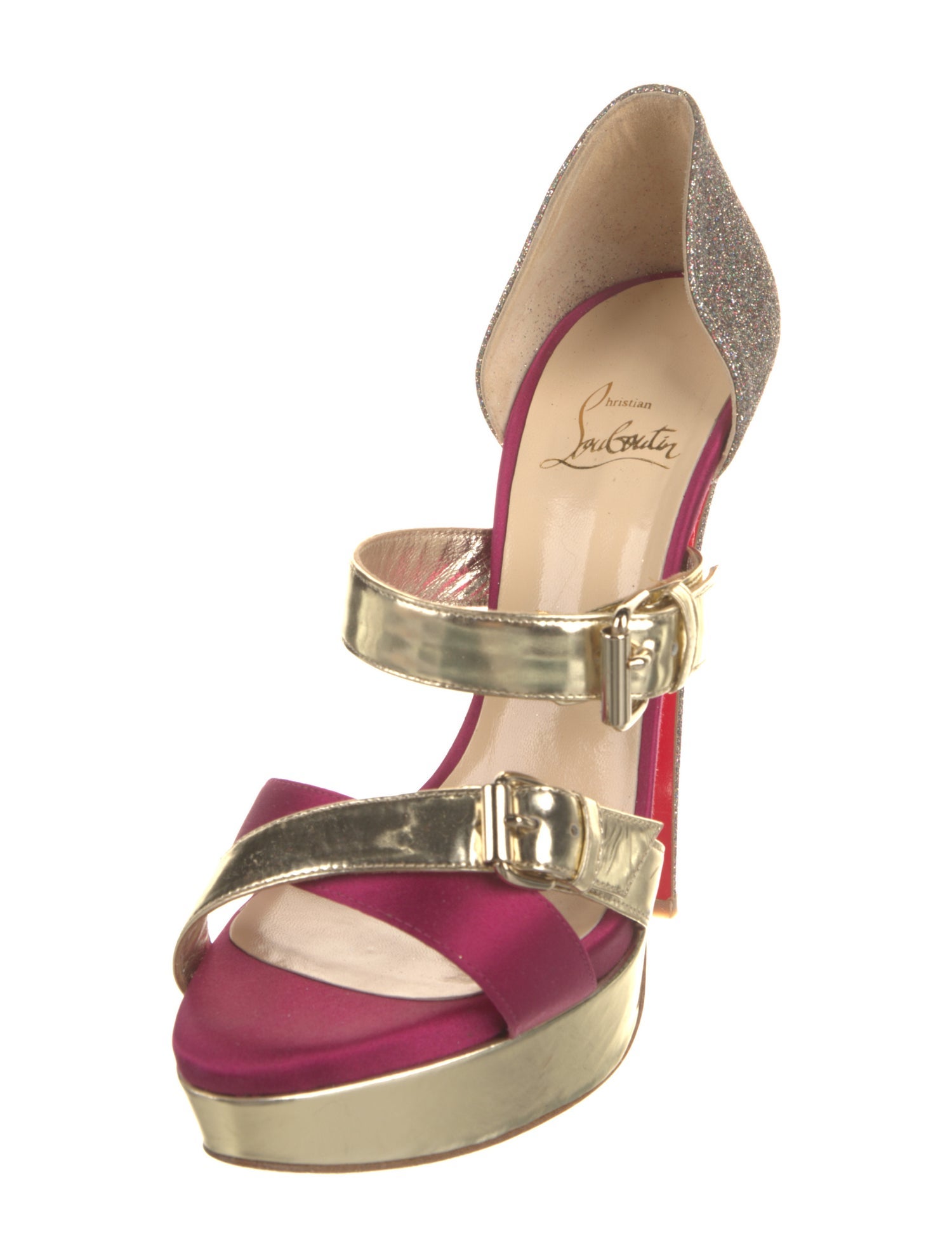 Christian Louboutin Patent Leather Colorblock Pattern D'Orsay Pumps