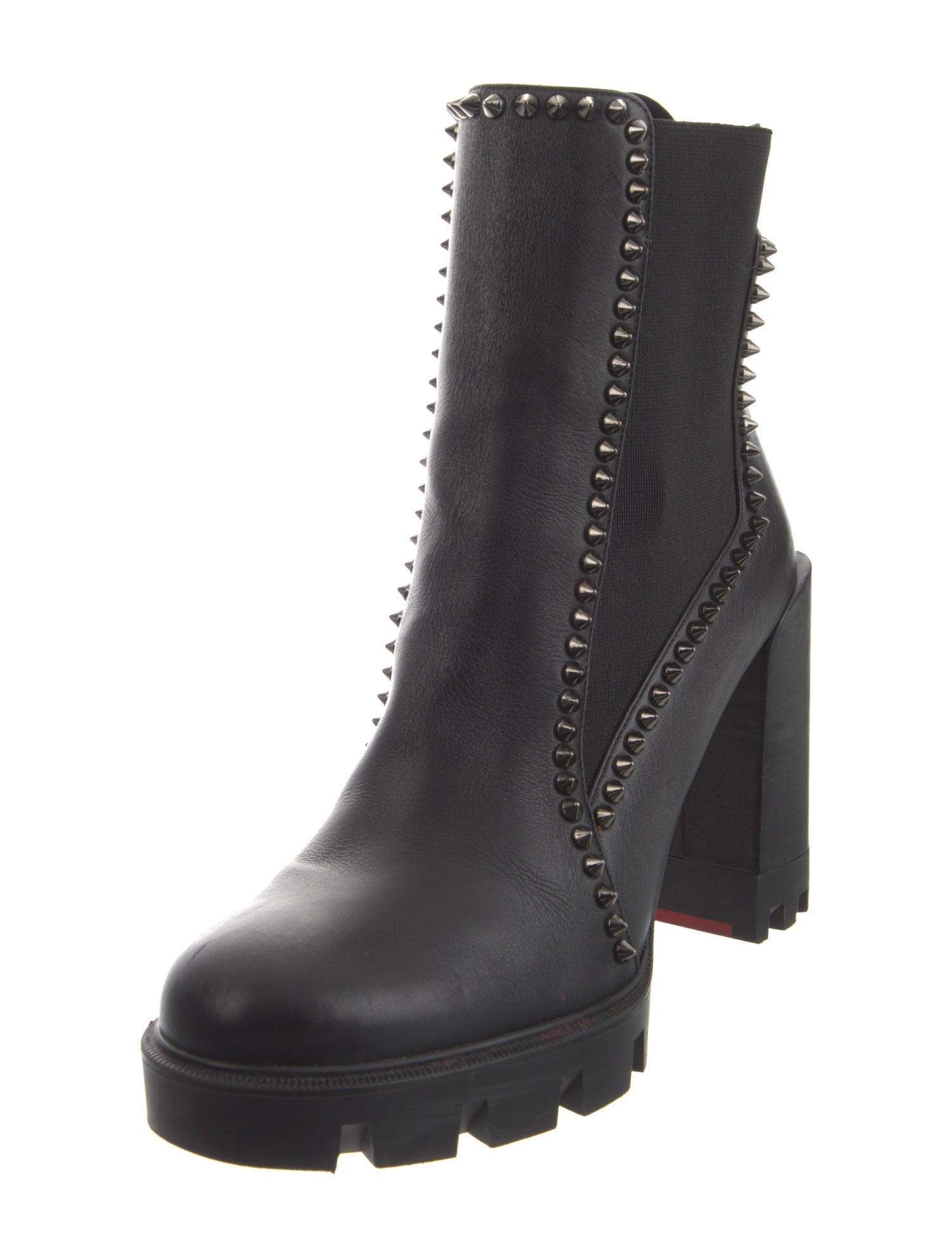 Christian Louboutin Spike Accents Leather Chelsea Boots