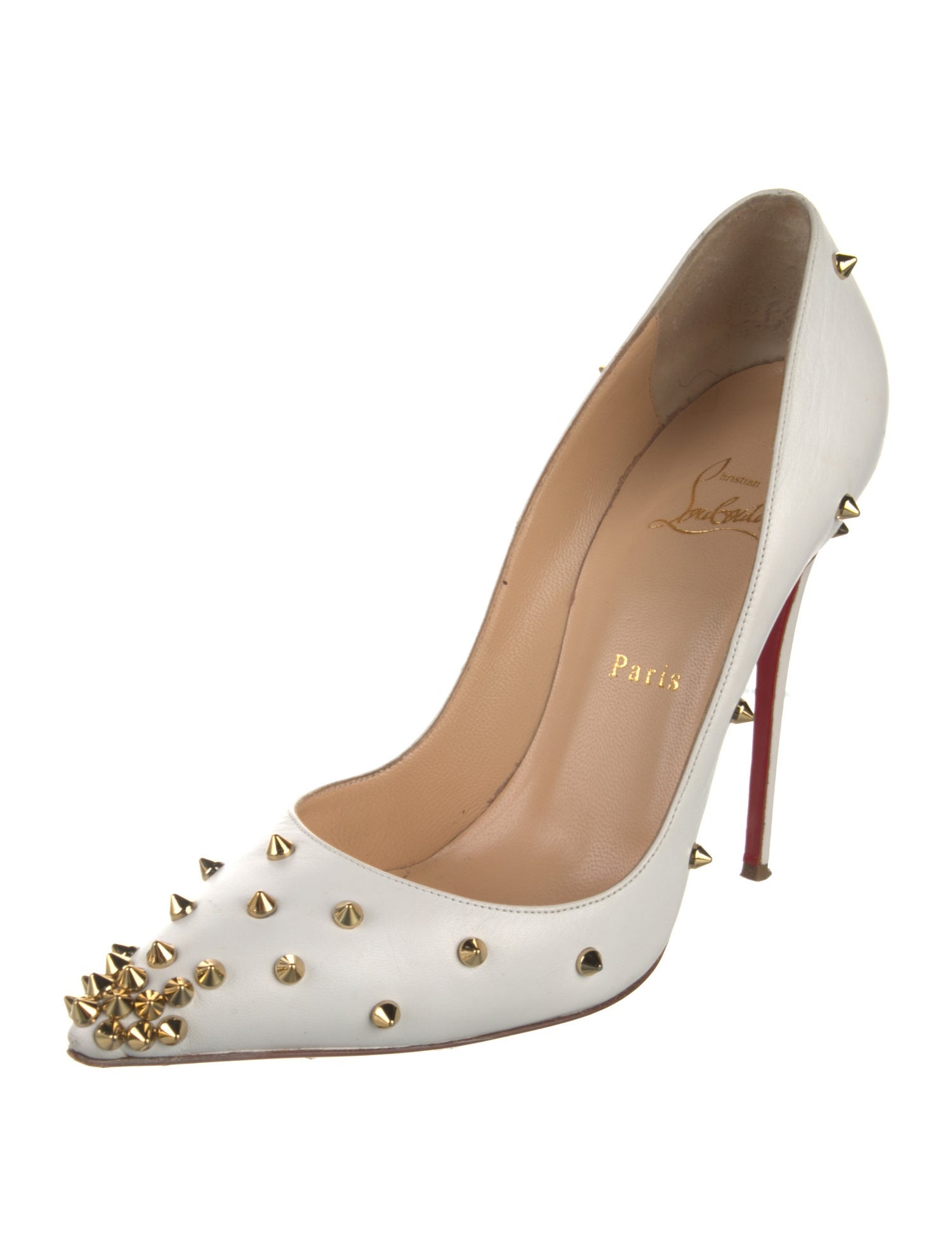 Christian Louboutin Spike Accents Leather Pumps
