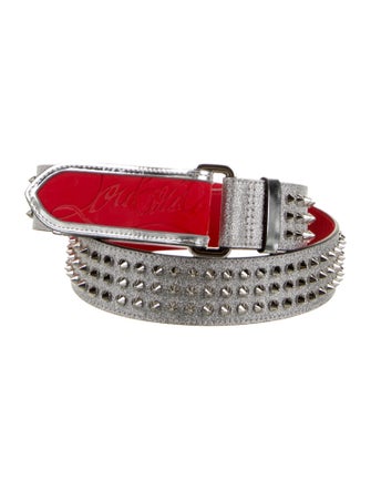 Christian Louboutin Spike Accents Glitter Belt
