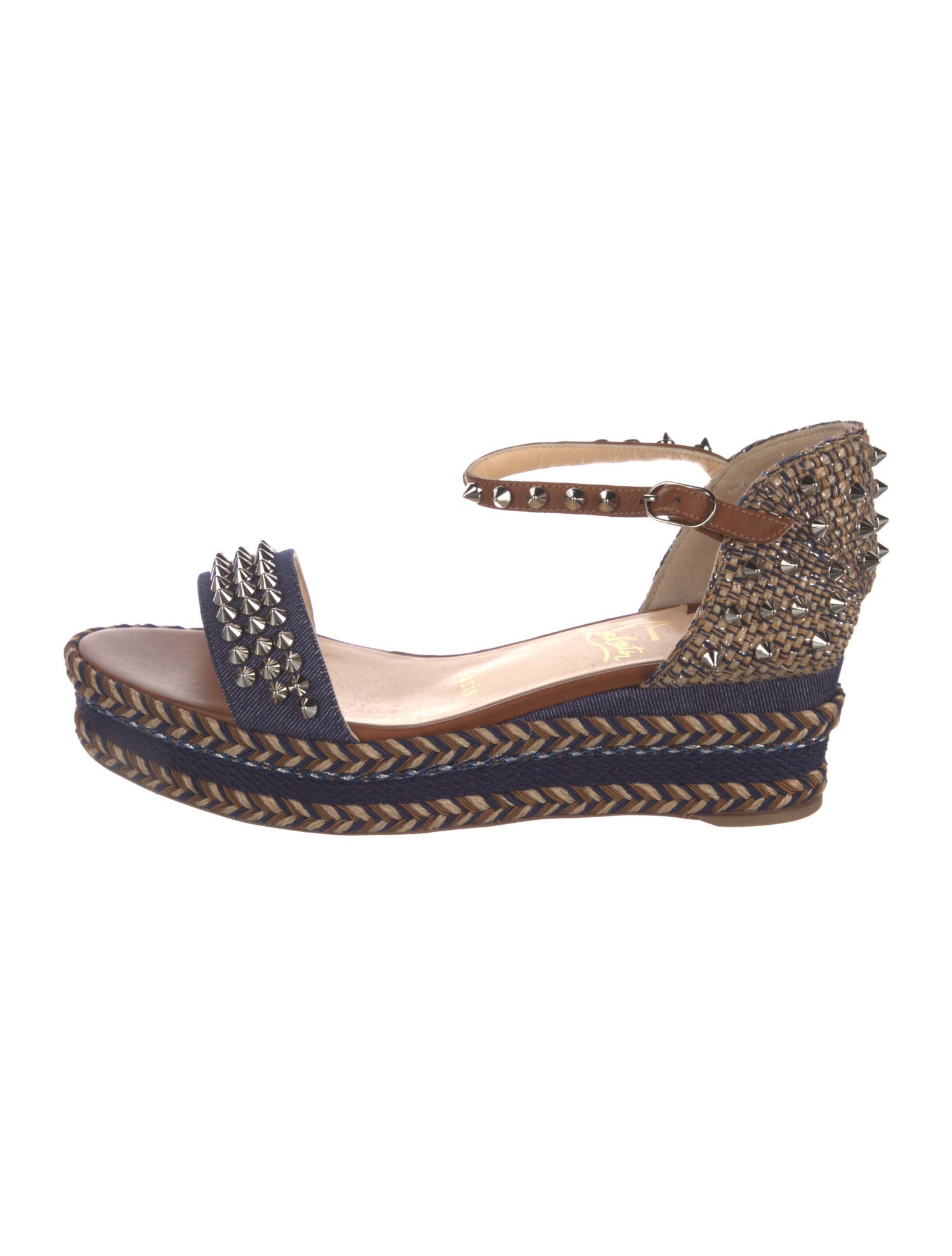 Christian Louboutin Spike Accents Denim Espadrilles