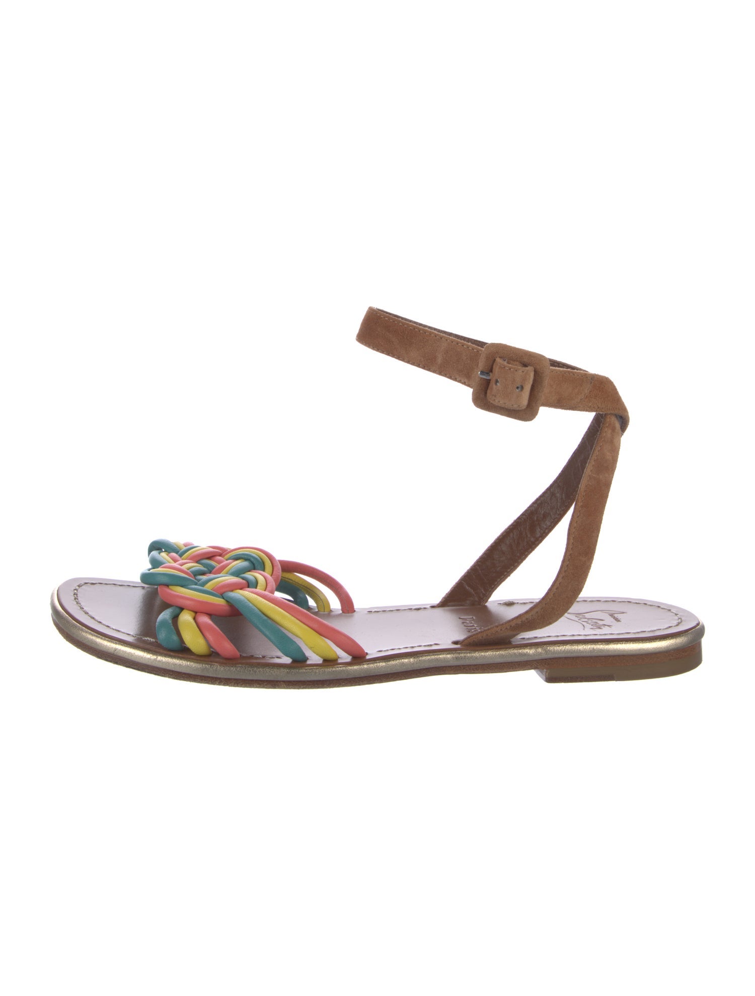 Christian Louboutin Suede Colorblock Pattern Sandals