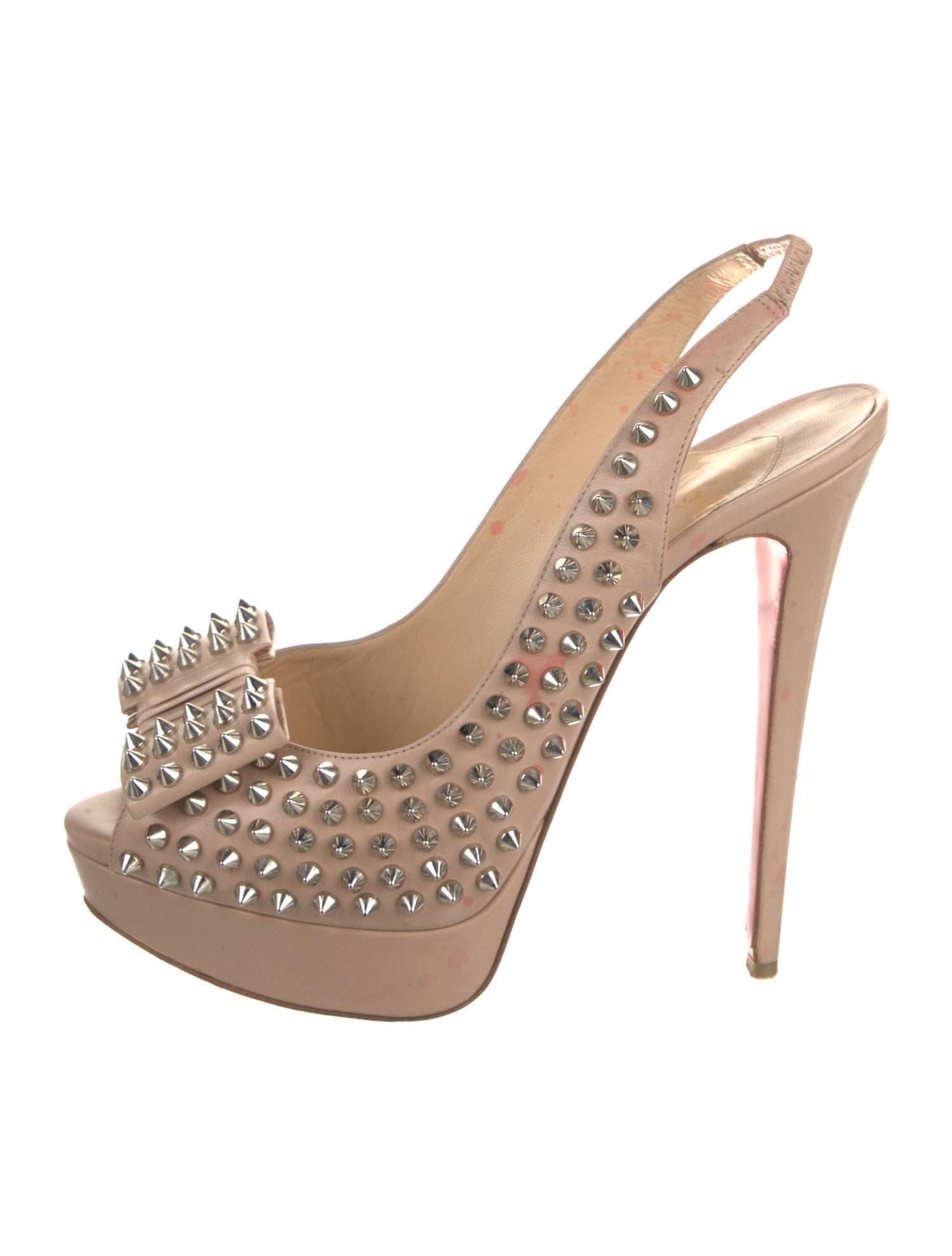 Christian Louboutin Spike Accents Leather Slingback Pumps
