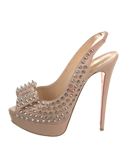 Christian Louboutin Spike Accents Leather Slingback Pumps