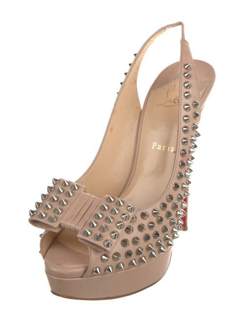 Christian Louboutin Spike Accents Leather Slingback Pumps