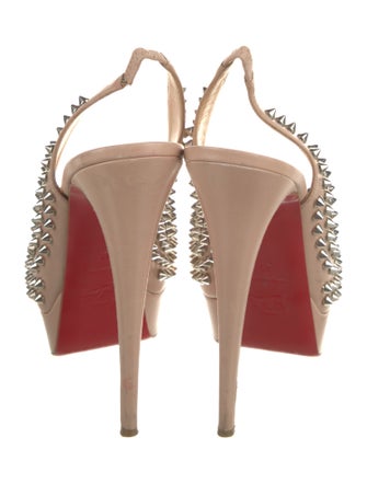 Christian Louboutin Spike Accents Leather Slingback Pumps